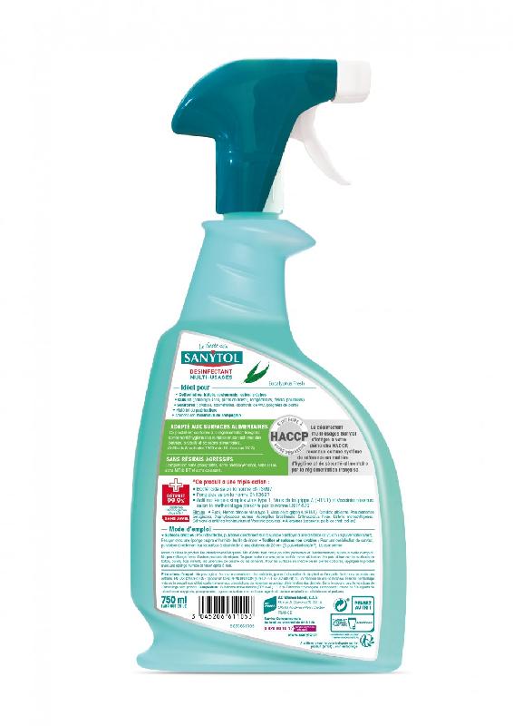 Nettoyant liquide multi-surfaces SANYTOL - 750 ml - Élimine 99,9% des microbes, sans javel, parfum eucalyptus_1