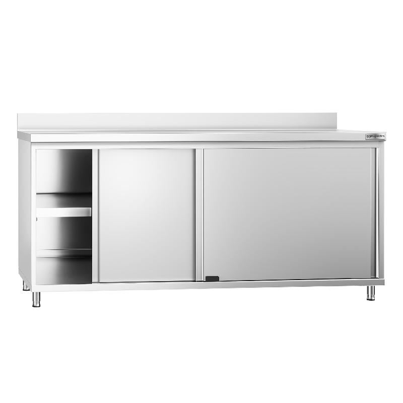Meuble bas inox adossé P 600 mm avec portes - 1800_1