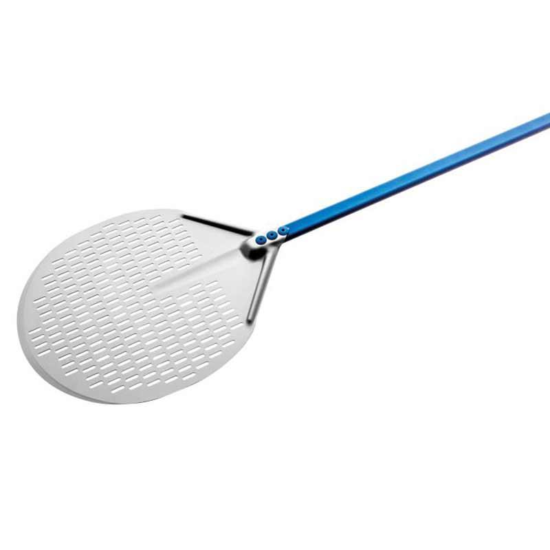Pelle à pizza ronde perforée aluminium Ø 33 - Manche 60 cm - Gamme Azzurra | GI.METAL_1