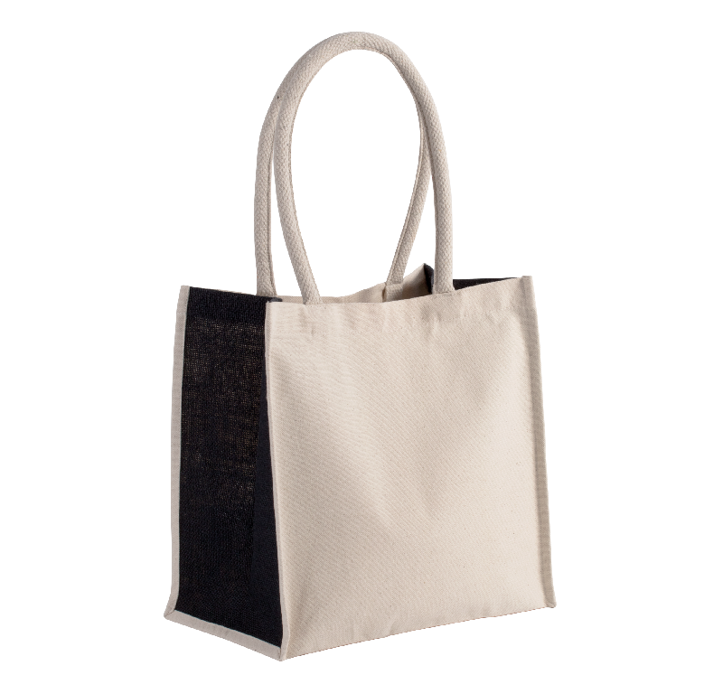 Sac cabas en coton canvas et toile de jute - 17 L - Kimood - Réf: KI0255 - Conscious collection_1