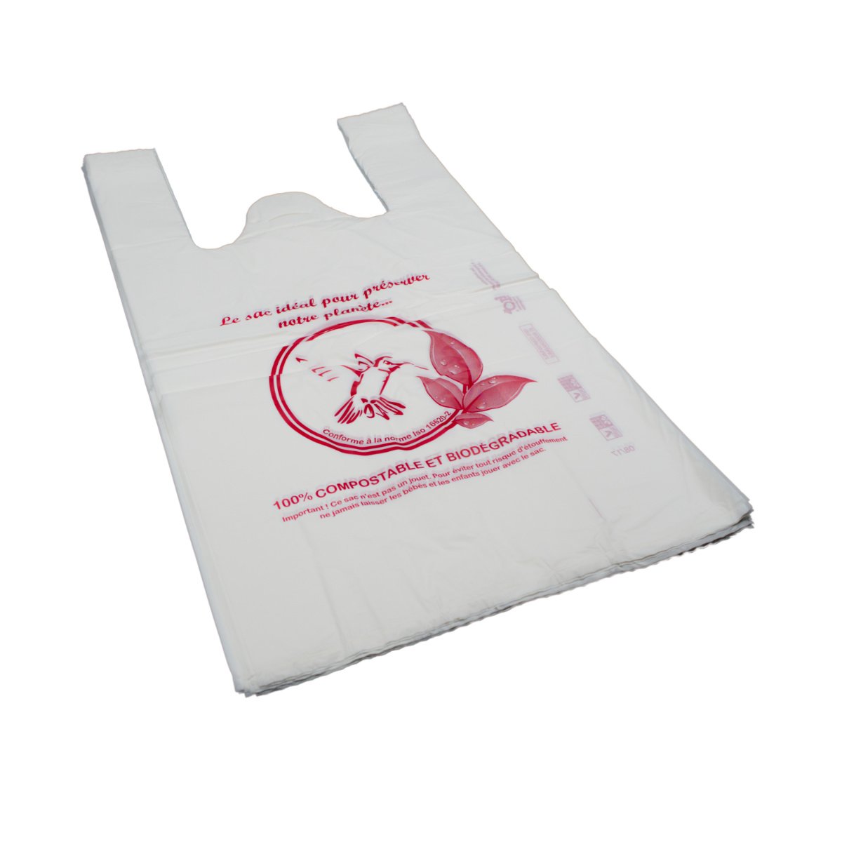 1000 sacs bretelles biodégradables - 27+16×50 cm - 18µ - imprimés Colibri personnalisables_1