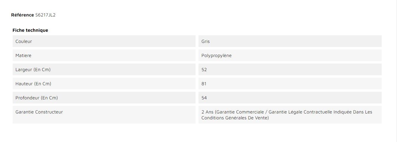 S6217JL2 - Chaises empilables Weber Industries - Lot de 2 en polypropylène gris - Largeur 52 cm_1