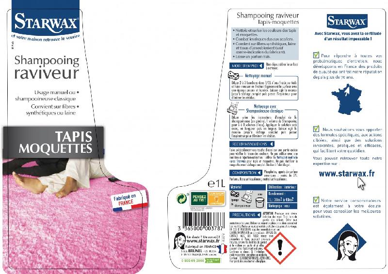 Shampooing raviveur tapis et moquettes STARWAX 1L - utilisable avec ou sans shampouineuse_1