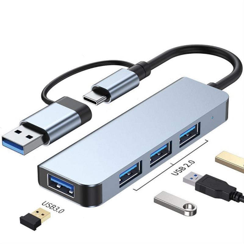 VALUE Hub métallique 4 ports type A, (1x USB 3.2Gen1 + 3x USB 2.0), câble de raccordement type A+C_1