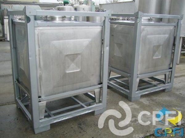 Container IBC/GRV inox 1000 L - Trou d'homme 400 mm - Vidange 51 mm - 196 kg_1