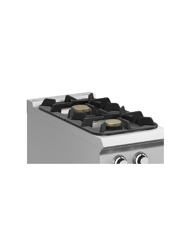 Fourneau 2 feux gaz MBM en acier inoxydable - 5.5 Kw par brûleur_1
