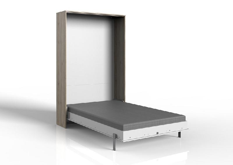 Lit escamotable VANIER décor chêne - façade blanche - couchage 120 x 200 cm - faible profondeur - gain de place_1