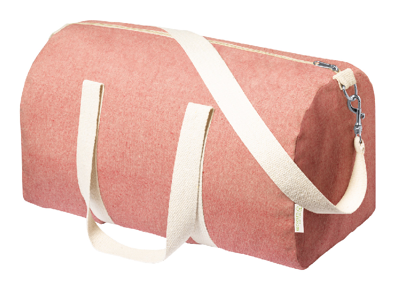 Sac de sport en coton recyclé - 100% coton - avec compartiment zippé, poignées contrastantes et bandoulière réglable_1