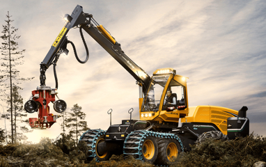 Abatteuse à roues avec une puissance de 320cv et une force de levage de 310knm, pour l'exploitation des plus gros bois - eco log 590_1