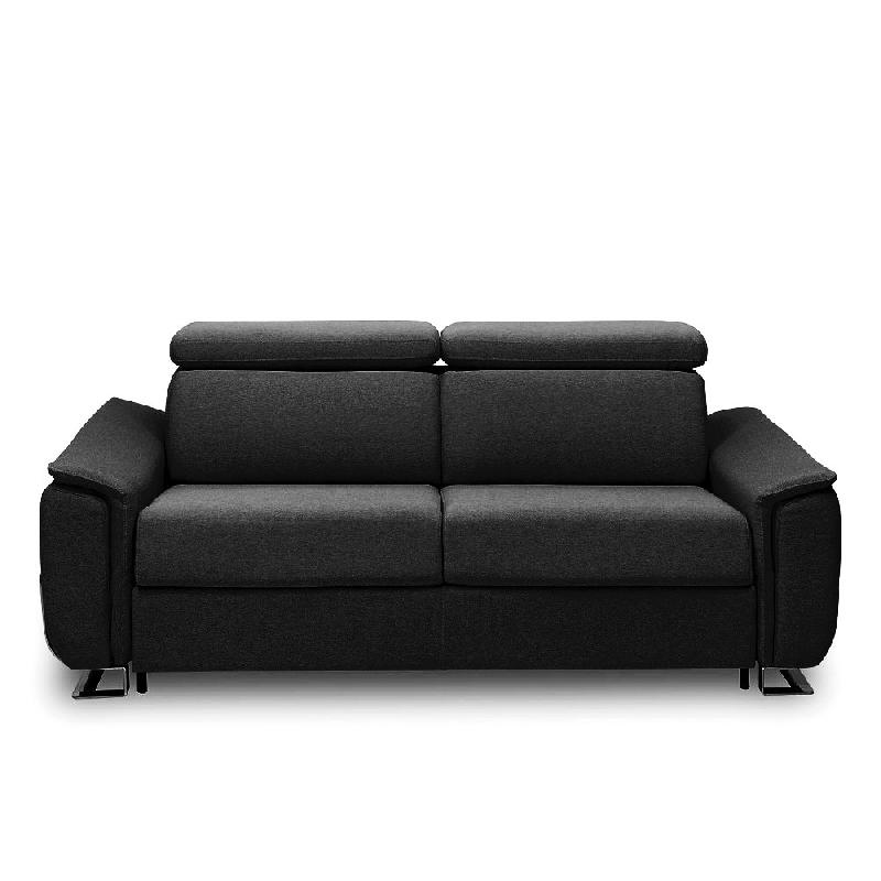 Canapé convertible express Réaumur 140cm - Matelas 16cm - Pieds luge - Polyuréthane noir - Fabrication italienne_1