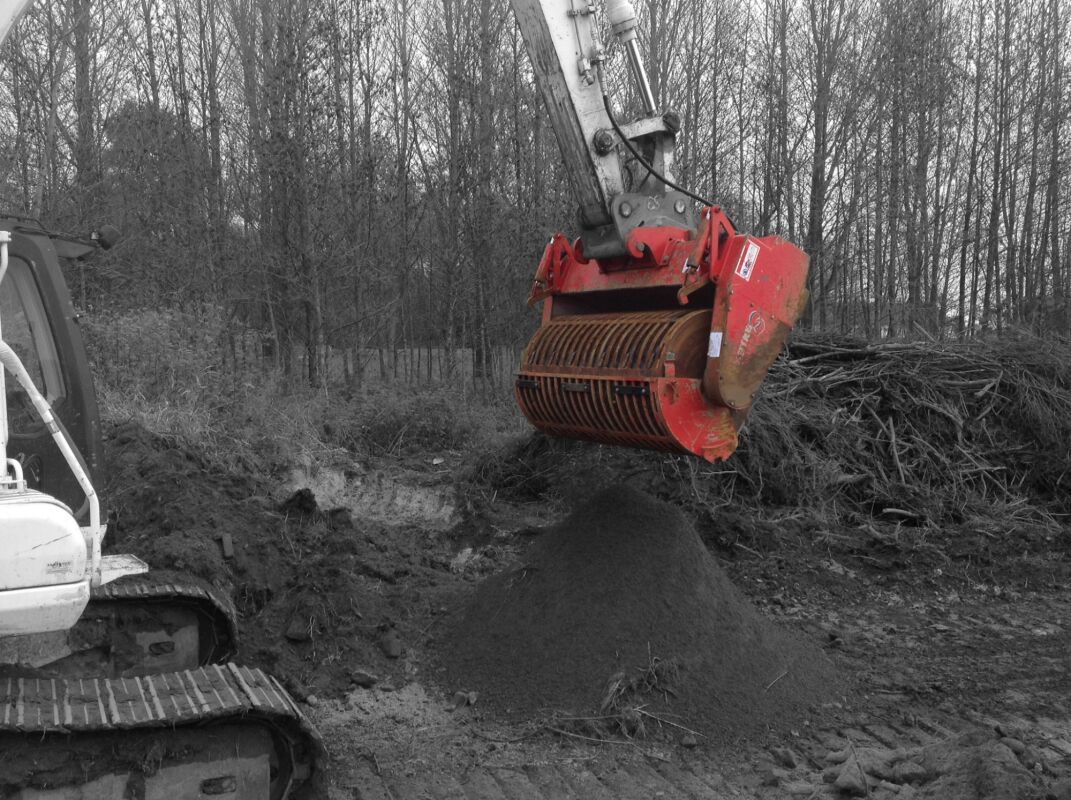 Godet rotatif conçu pour cribler, trier, laver, compatible pelle de 15 à 35 tonnes - HPL/HEX_1