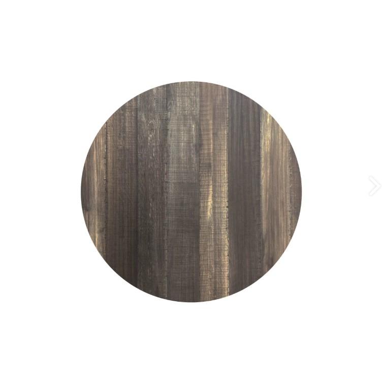 Infinity table de bistrot avec piètement noir + plateau HPL Tropical Wood Ø70 cm_1