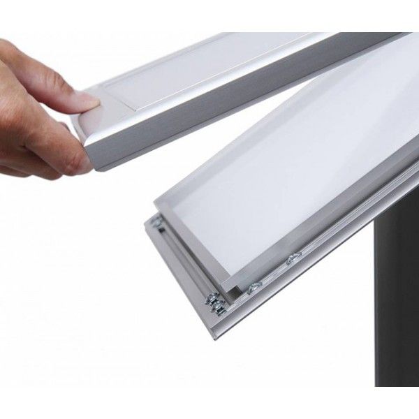 Jdmbscz1xa4led - Porte-menu LED sur pied pour extérieur - aluminium - format A4 - verrouillable avec éclairage LED_1