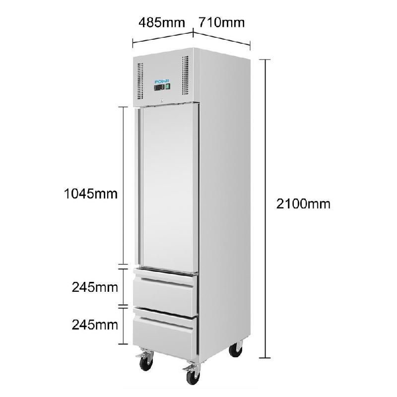 Armoire réfrigérée négative inox - 1 porte et 2 tiroirs  - GN compacte série G - 180L - Polar - UA116_1