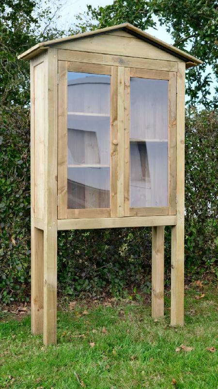 Boîte à livres en bois résineux classe IV - sur pieds - grande capacité de stockage_1