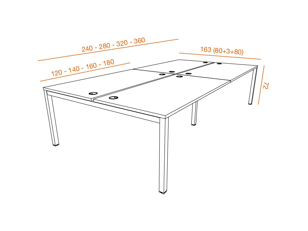 Bureau bench 4 personnes prelude_1