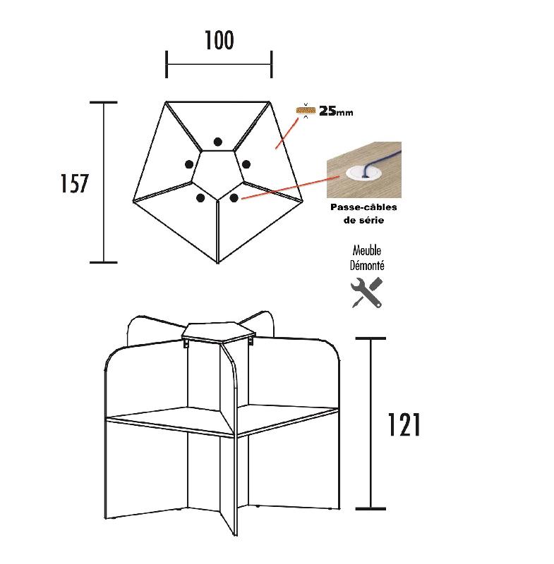 Bureau pour call center 5 places forme marguerite - acacia clair_1