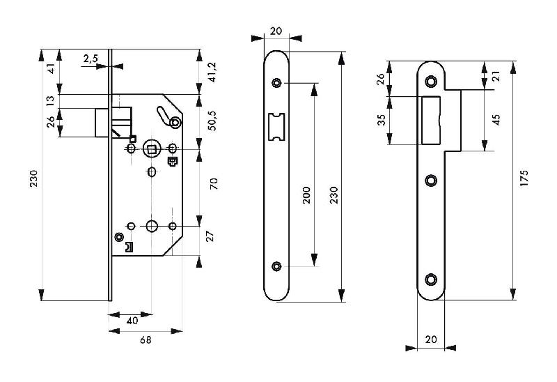Serrure norme NF - bec de cane réversible - têtière inox sans gâche - Monomax THIRARD_1