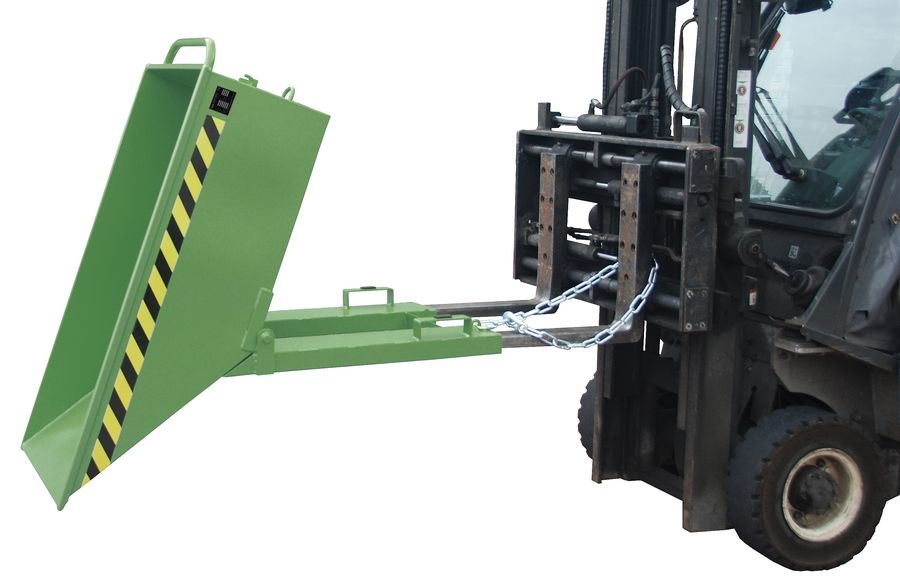 Benne basculante à poignée - capacité 250 à 400 L - charge 300 Kg - système de sécurité par chaîne_1