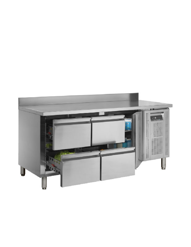 Desserte réfrigérée positive - 4 tiroirs, 1 porte, inox AISI304, 402 litres - Température +2°C à +10°C - TEFCOLD_1