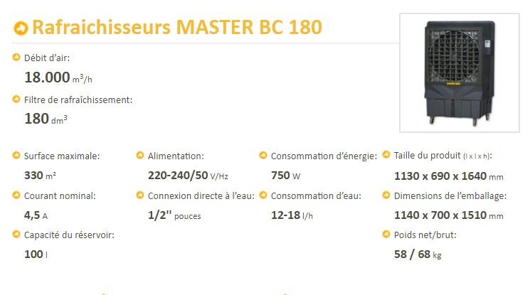 Master BC 180 - Rafraîchisseur industriel - Master Climate Solutions - Débit d’air : 18.000 m³/h_1