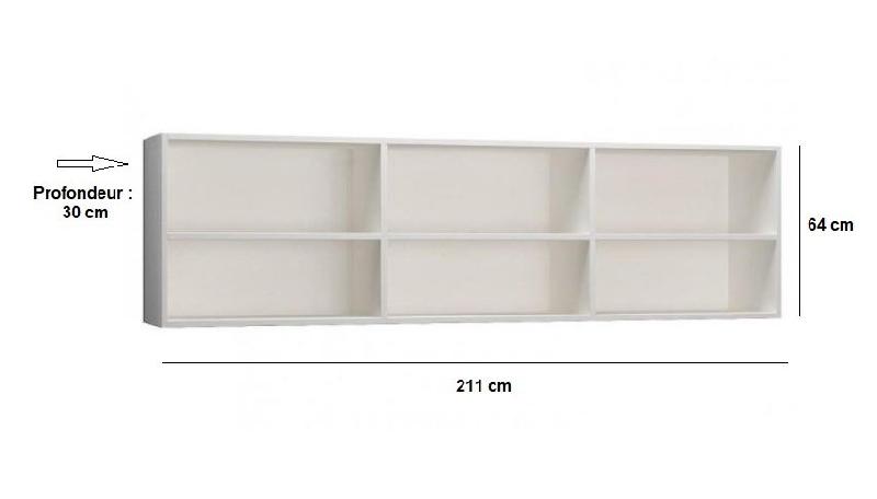 Surmeuble lit escamotable VERTIGO 140 x 200 cm - Blanc mat - 6 niches fixes_1