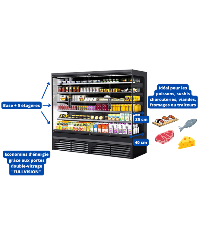 Vitrine réfrigérée verticale SLIM portes battantes en verre - économie d'énergie, dimensions 1m à 2m50_1