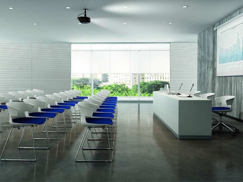 Lot de 2 sièges de conférence Dali - coque en polypropylène, assise rembourrée en écocuir, empilables_1