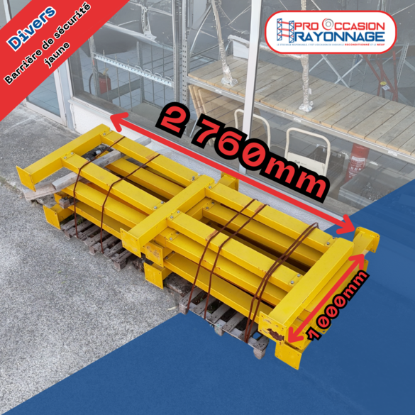 Barrière de protection jaune - Longueur : 2 760 mm, hauteur : 1 000mm_1