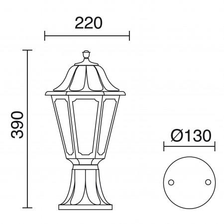 Borne classique Indura Mini 6 IP55 - résine noire - ampoule E27 - H 390 mm_1