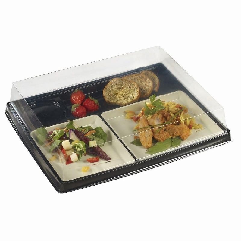 Plateau repas Ecolia 3 compartiments fond+ couvercle 30x25x6cm noir - par 80_1