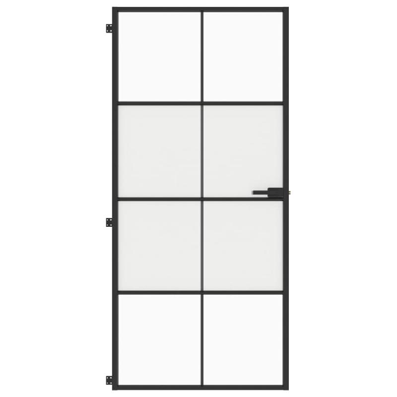 Vidaxl porte intérieure mince noir 93x201,5 cm verre trempé aluminium 155128_1