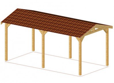 Abri camping-car ouvert douglas / structure en bois / toiture à deux pans en tuile / 3.74 x 3.20 m_1