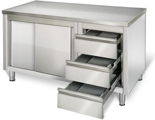 Armoire inox sur pieds 180x60cm - tiroirs à droite_1