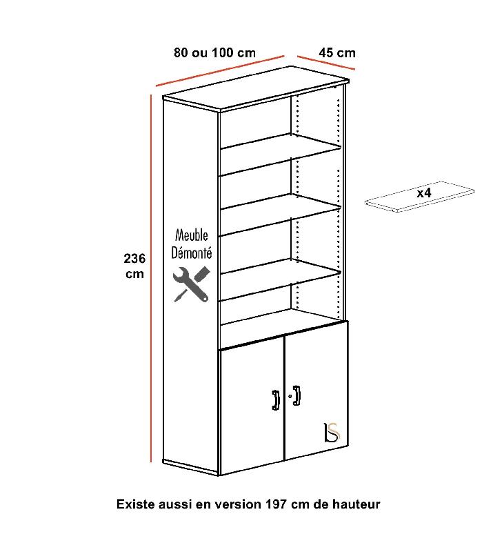 Armoire mixte hauteur 236 cm - Mobel Linea - 80, Acacia foncé_1
