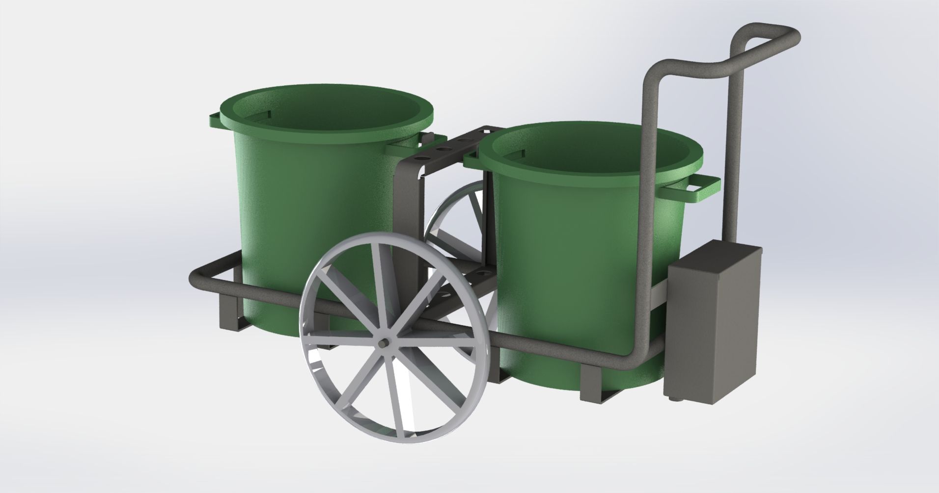 Chariot de voirie - Accueille 1 à 2 poubelles et outils de collecte pour espaces publics_1