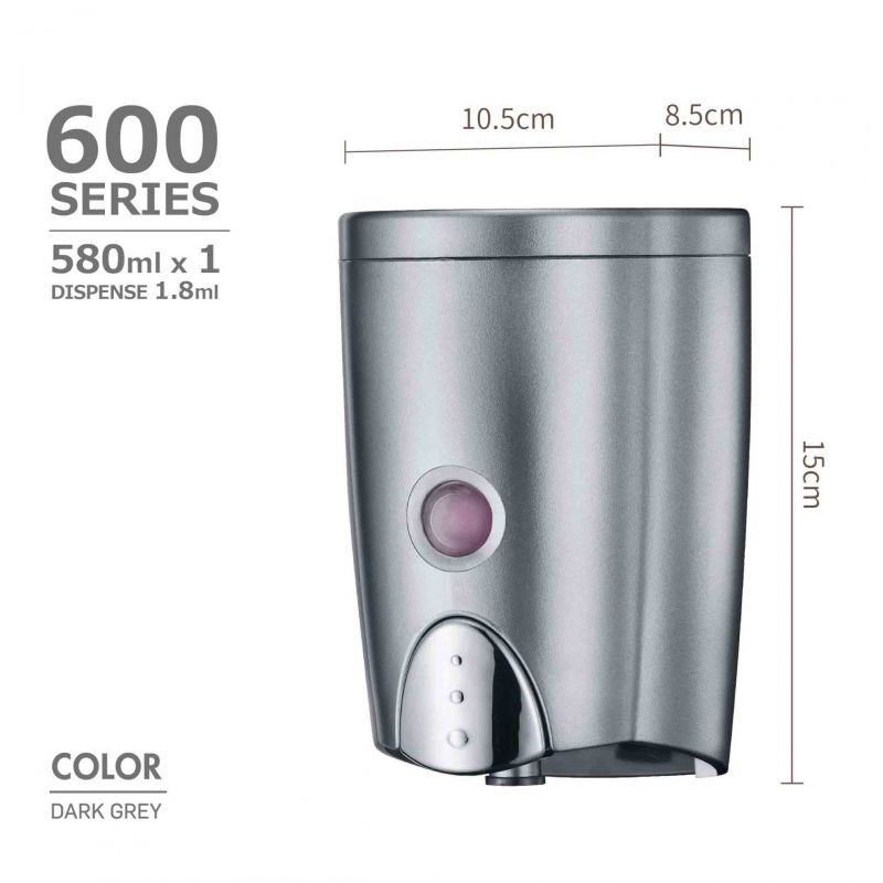 Distributeur de savon - Homepluz - intelligent 580ml - gris métal - HP-600VP - matériau ABS résistant à l'eau_1