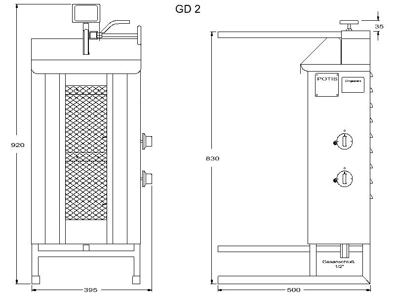 Machine à kebab gaz GD2 POTIS_1