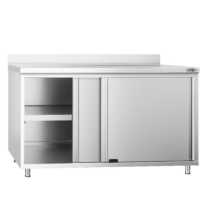 Meuble bas inox adossée P 700 mm avec portes - 1400_1