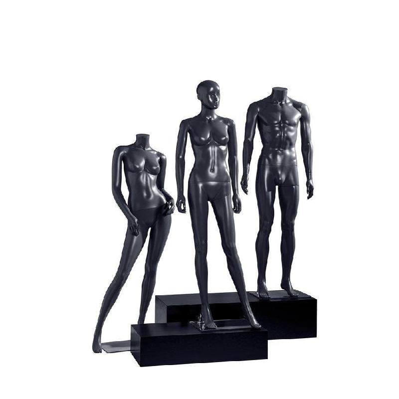 Podium mat noir 100x45x30cm + 75x40x20cm - set de 2 - MDF_1