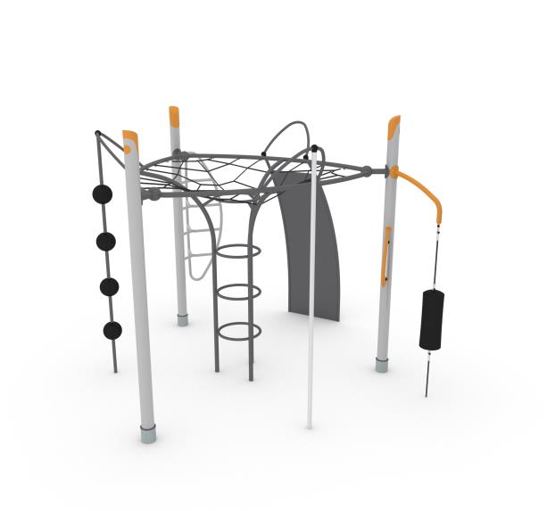 Structure multi-jeux 5 à 12 ans - Agito Corro gris - 8002167-2 - Hags - Fondation à enterrer_1