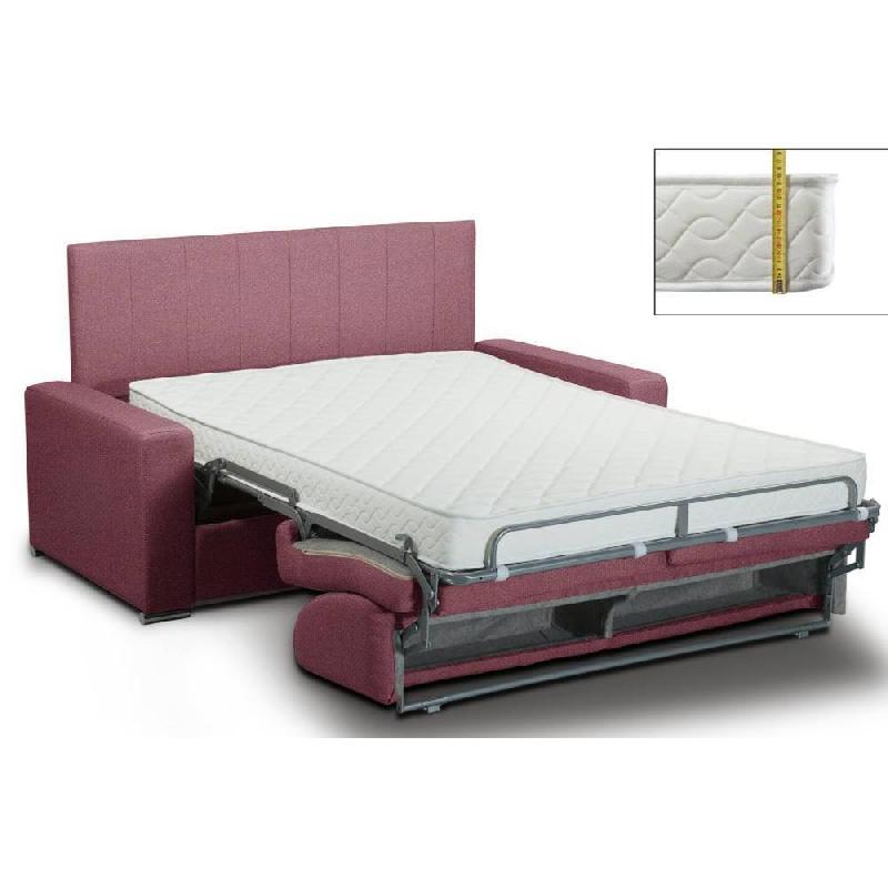 Canapé convertible BELLE EPOQUE CanapExpress - Velours rouge - Matelas mémoire 22 cm - Tête de lit intégrée_1