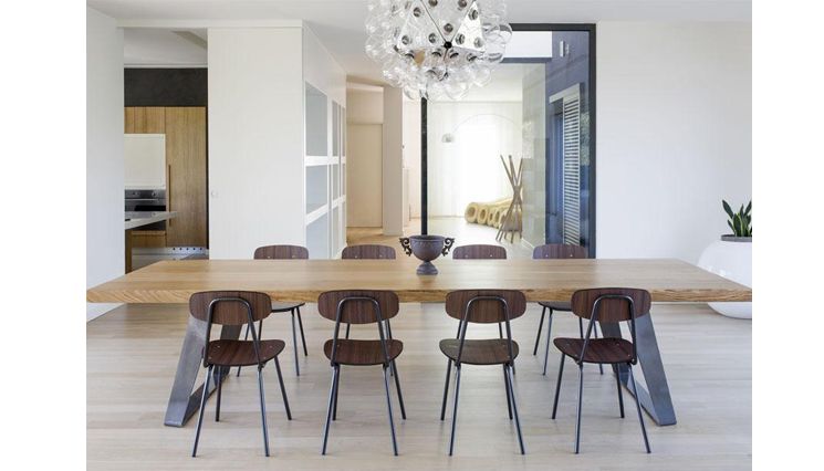 Chaise empilable Equal - 4 pieds - Structure acier chromé - Assise et dossier finition bois_1