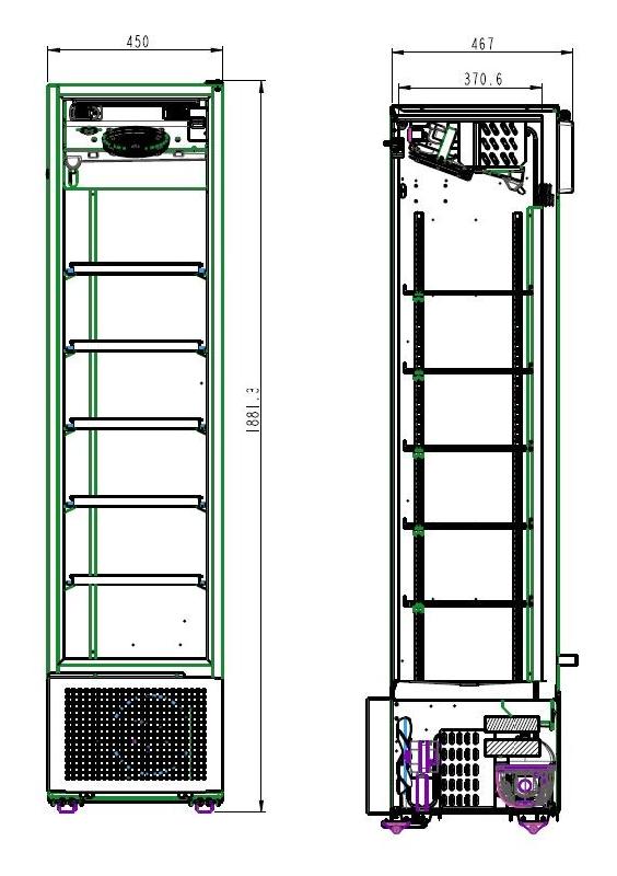 Réfrigérateur 1 porte en verre noir 221l l450 7464.0205 COMBISTEEL_1