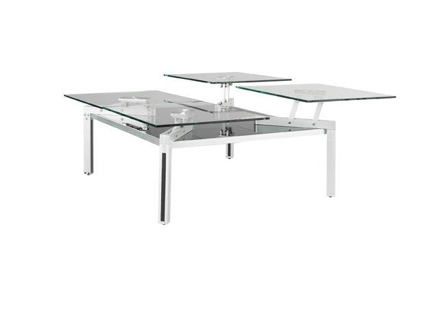 Table basse Quatuor - verre trempé 12mm et acier satiné - fabrication française_1