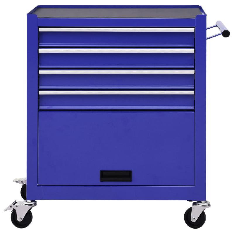 Vidaxl chariot à outils avec 4 tiroirs acier bleu 147188_1