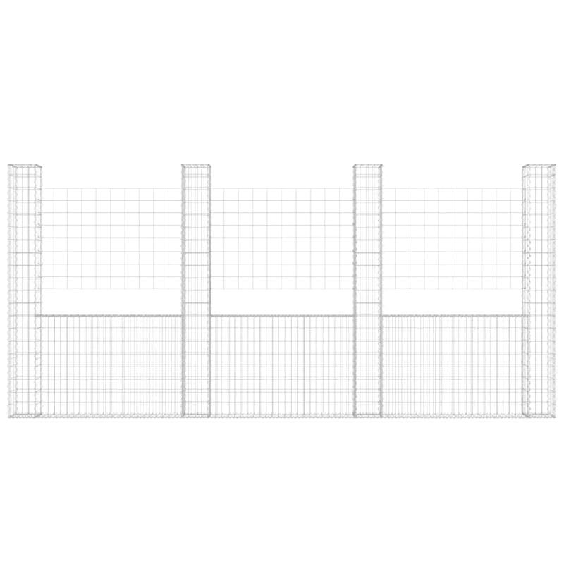 Vidaxl panier de gabion en forme de u avec 4 poteaux fer 380x20x200 cm 151291_1