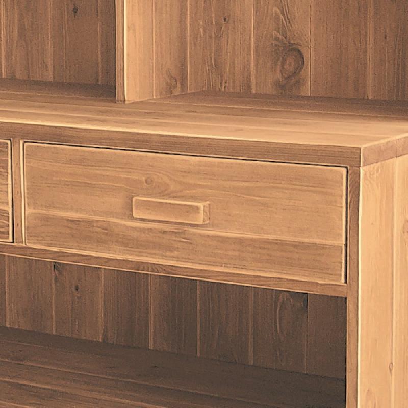 Buffet de service L100xP49xH160cm - 2 tiroirs, 2 portes, bois massif_1