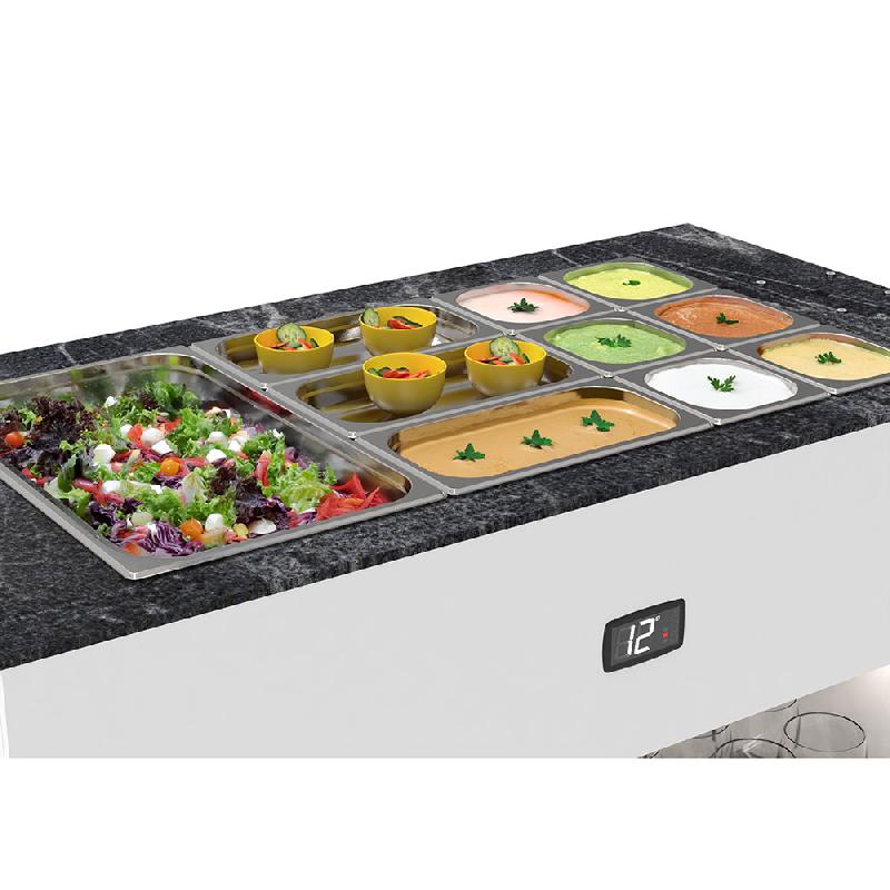 Buffet réfrigéré îlot avec pare-haleine - 3 bacs GN 1/1 - BUF65A | Sayl Barcelona_1