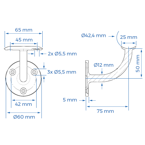 Support de rampe mural inox_1